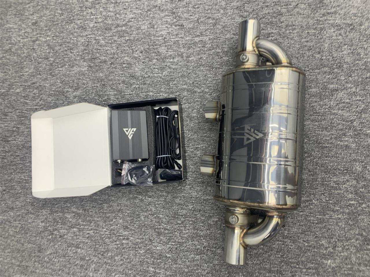 Dual Inlet T Style Valve Muffler Exhaust With Remote and Module
